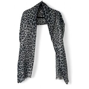 Gray & Black Leopard Print Scarf